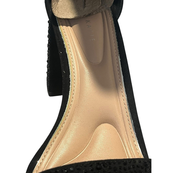 Kelly & Katie Heels Caital XW Size 7.5 Black Wide Block 3.25 Heel Shoe Sparkle - Picture 6 of 11